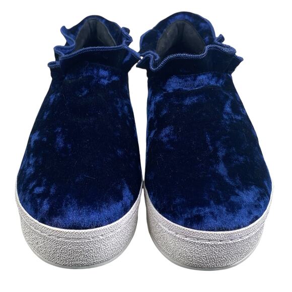 Opening Ceremony Cici Women Opening Ceremony Women\'s Cici Blue Velvet Ruffle Slip On Sneaker Size 39 US 7